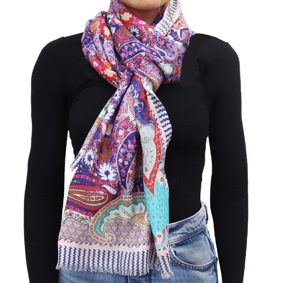 Purple Silk Wool Scarf - Picture 2 of 3